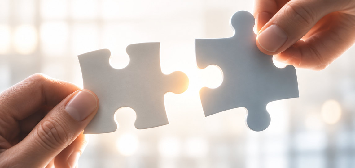 Deux pièces de puzzle qui se rejoignent